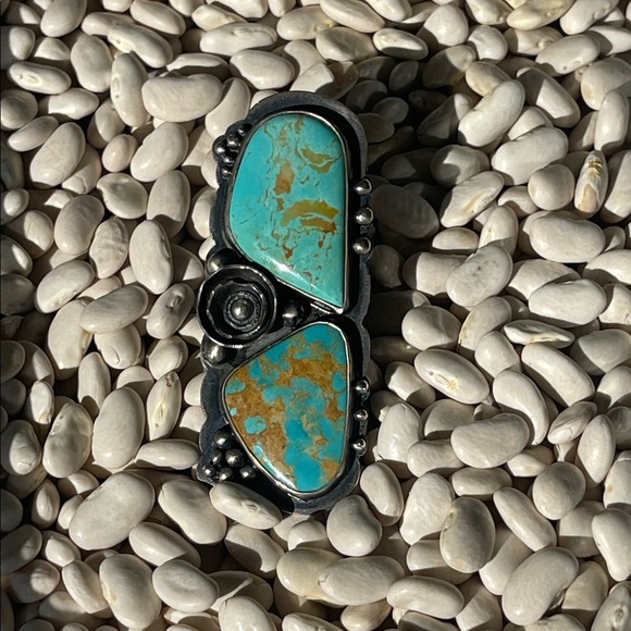 Mercury Orchard  vintage one of a kind Turquoise Silver Statement Ring - Picture 4 of 11